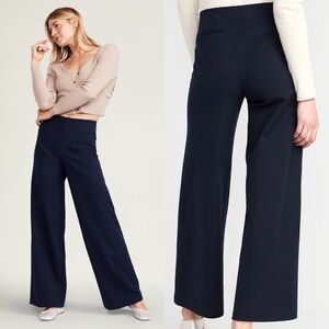 OLD NAVY High Rise Pixie Wide Leg Pant Comfort Waistband Navy Blue Size L NWOT